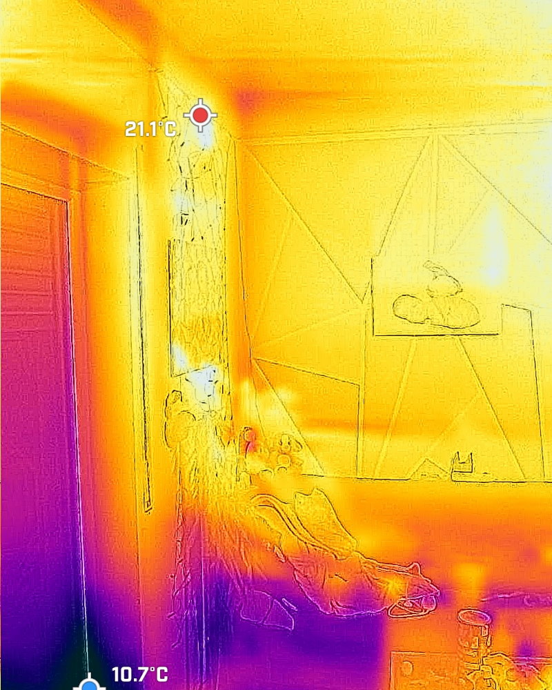 Leckortung Thermografie Einsatz Wasserschaden in Wohnzimmer